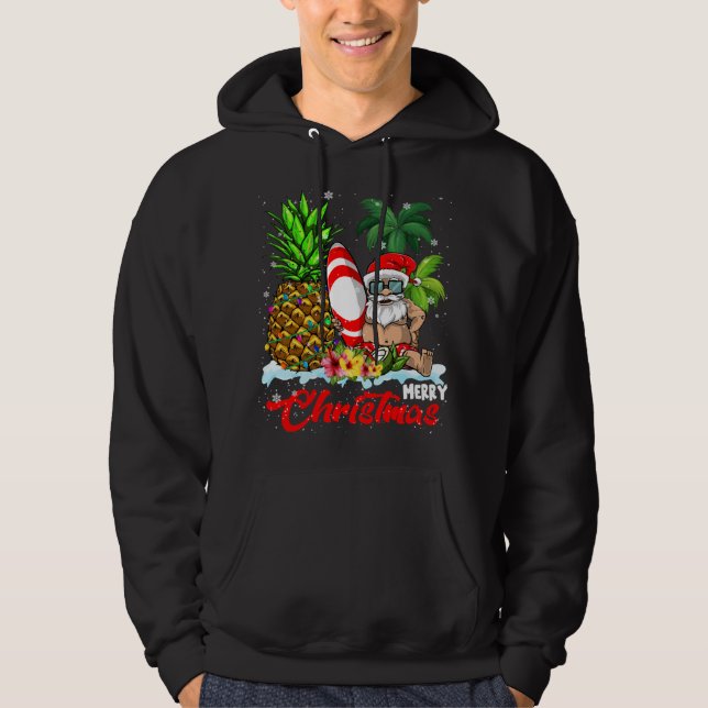 Sudadera Nochebuena navideña enciende Santa Surfing Hawaii (Anverso)