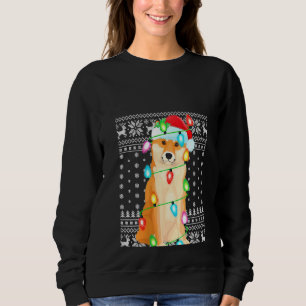 Sudadera Noches de Navidad iluminando Santa Hat Shiba feo I