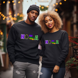 Sudadera NOLA Louisiana Mardi Gras Morado Verde y oro
