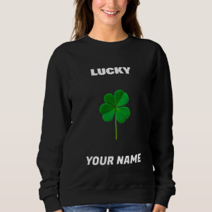 Sudadera Nombre Afortunado Editable Trébol de Cuatro Hojas