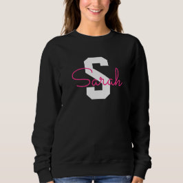 Sudadera Nombre Bonito & Monograma | Negro Blanco & Rosa