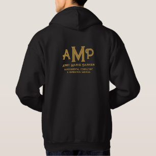Sudadera Nombre de empleado de monograma de oro de negocios
