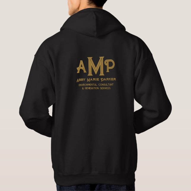 Sudadera Nombre de empleado de monograma de oro de negocios (Reverso)