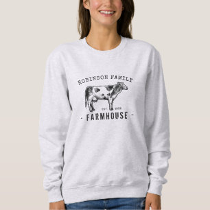 Sudadera Nombre de familia Farmhouse Rústico Leche Vaca