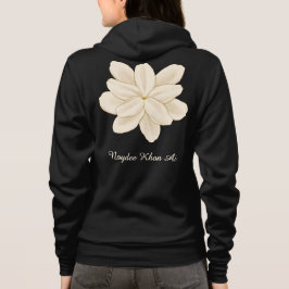 Sudadera Nombre de flor blanca de jazmín delante y detrás