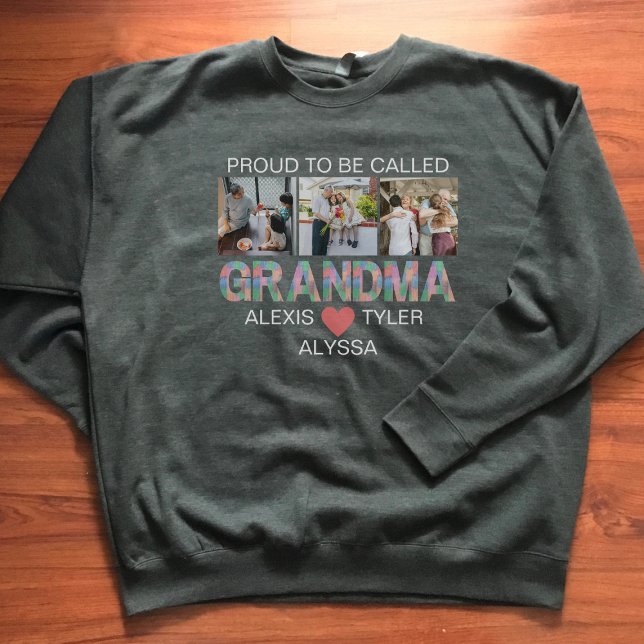 Sudadera Nombre de los nietos de fotos de cepillo de abuela (Subido por el creador)
