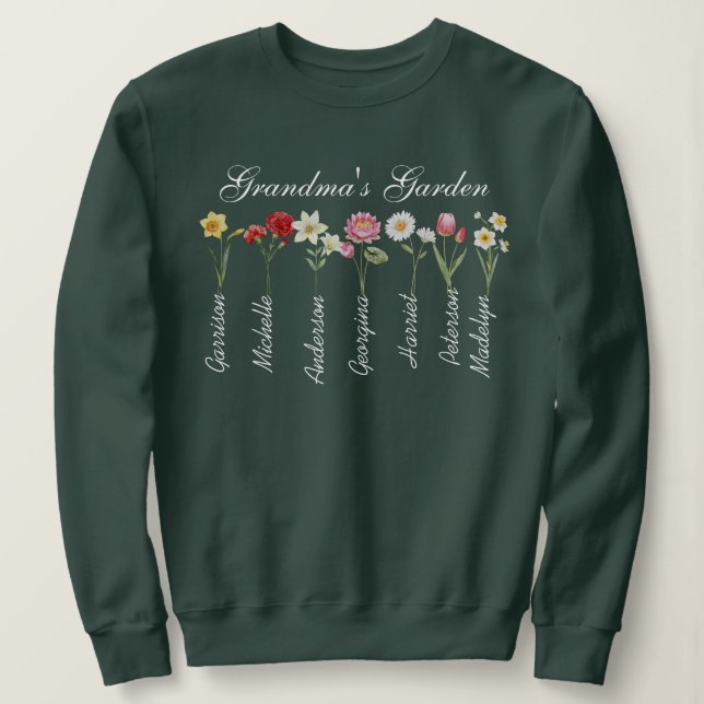 Sudadera Nombre de los nietos Personalizados de la abuela q (Anverso del diseño)