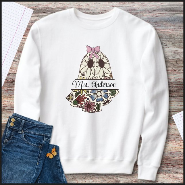 Sudadera Nombre de maestro fantasma floral lindo (Subido por el creador)