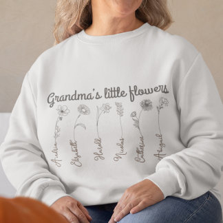 Sudadera Nombre de nietos de personalizados de flores de la