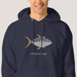 Sudadera Nombre del barco de pescado del atún<br><div class="desc">Un pez atún divertido con una sonrisa descarada,  perfecto para los que les gusta el pescado,  la comida y la pesca. Arte original de Nic Squirrell. Cambie el nombre o el texto del barco para personalizar.</div>