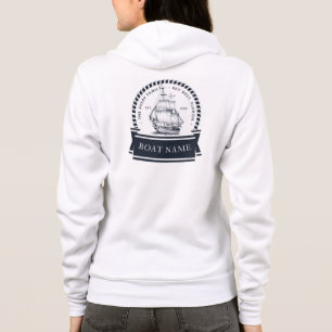 Sudadera Nombre del barco náutico azul de la Marina de Lujo