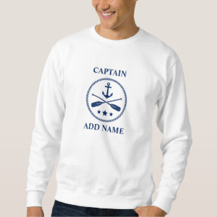 Sudadera Nombre del barco o capitán con ancla azul de la ma