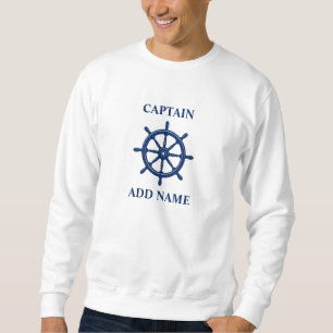 Sudadera Nombre del barco o capitán con ayuda de rueda del