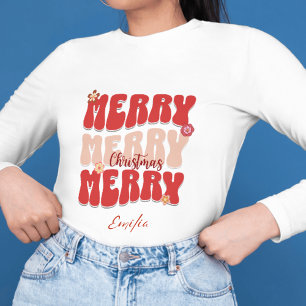 Sudadera Nombre del Boho de Navidad Retro Groovy Red Merry