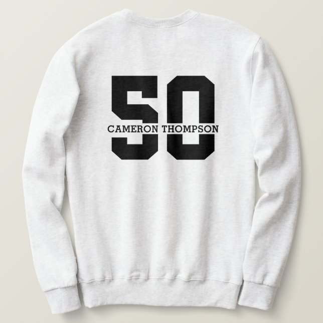 Sudadera Nombre personalizado 50 cumpleaños moderno (Reverso del diseño)
