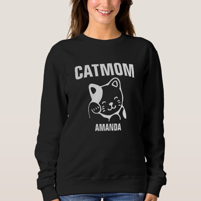 Sudadera Nombre personalizado de la mamá de gato personaliz (Anverso)