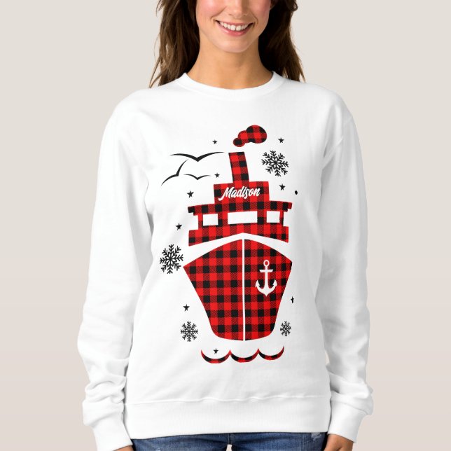 Sudadera Nombre personalizado de la navidad del barco de la (Anverso)