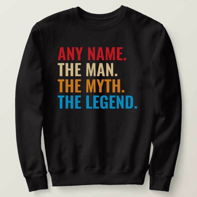Sudadera Nombre Personalizado El Hombre El Mito El Retro De (Anverso del diseño)