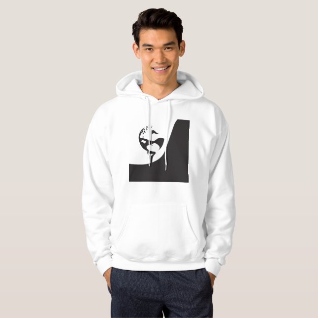 Sudadera Nombre personalizado Hola Golf blanco y negro (Anverso completo)