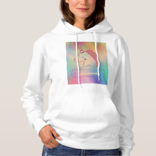 Sudadera Nombre personalizado holográfico de unicornio 3D