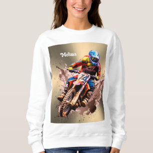 Sudadera Nombre personalizado Rompecabezas de Motocross