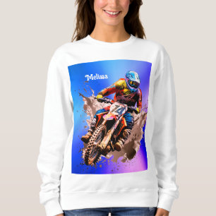 Sudadera Nombre personalizado Rompecabezas de Motocross
