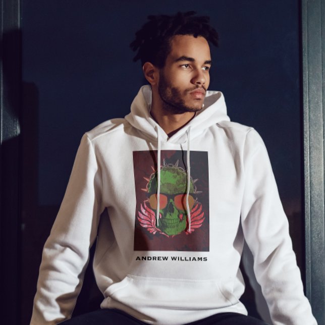 Sudadera Nombre personalizado Skeleton gótico espantado crá (Subido por el creador)