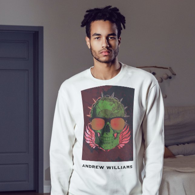 Sudadera Nombre personalizado Skeleton gótico espantado crá (Subido por el creador)