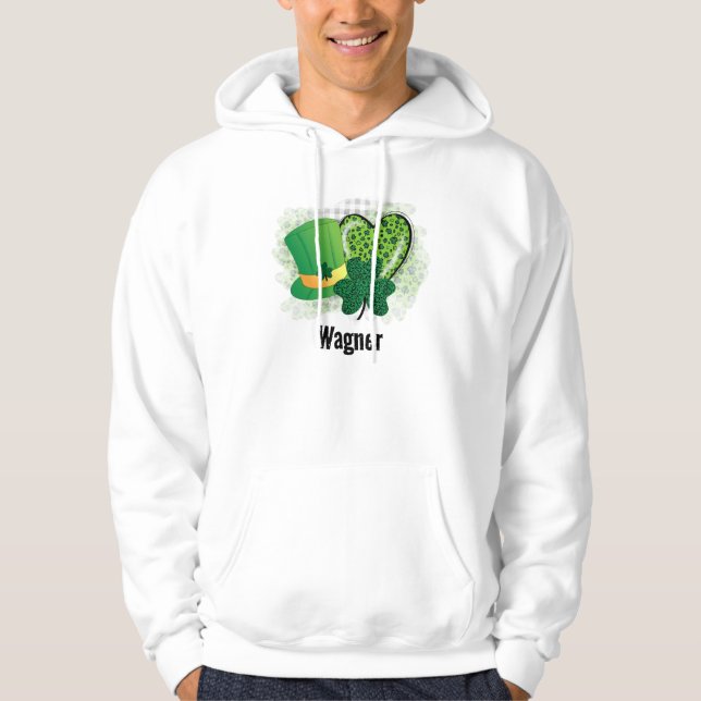 Sudadera Nombre personalizado St Patricks Day Shamrock Clov (Anverso)