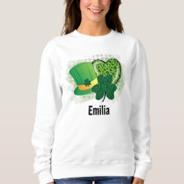 Sudadera Nombre personalizado St Patricks Day Shamrock Clov