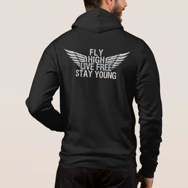 Sudadera Nombre personalizado Volar alto (Reverso)