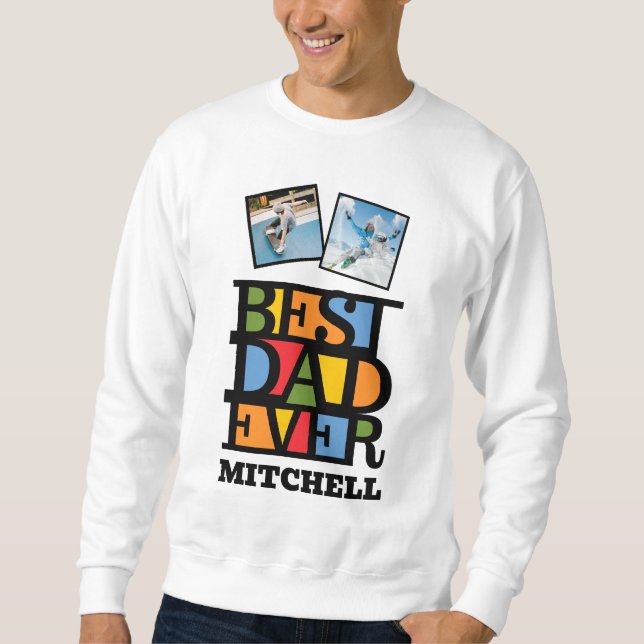 Sudadera Nombre personalizado y 2 fotos mejor que nunca (Anverso)