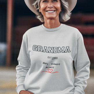 Sudadera Nombre y año de los nietos personalizados "Abuela"