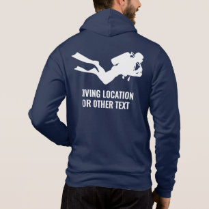 Sudadera Nombre y ubicación personalizados Buceo Scuba
