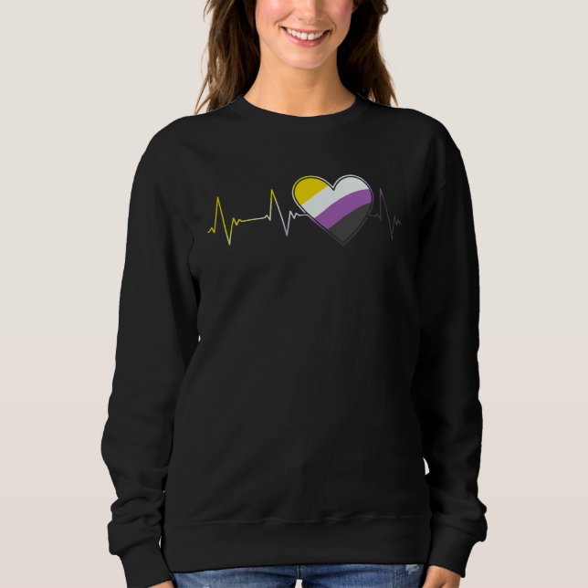 Sudadera Non Binary Heartbeat Pride Month   Nonbinary EKG P (Anverso)
