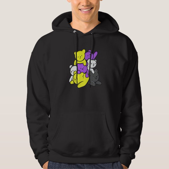 Sudadera Nonbinary Cute Bears Nonbinary Flag Nonbinary Prid (Anverso)