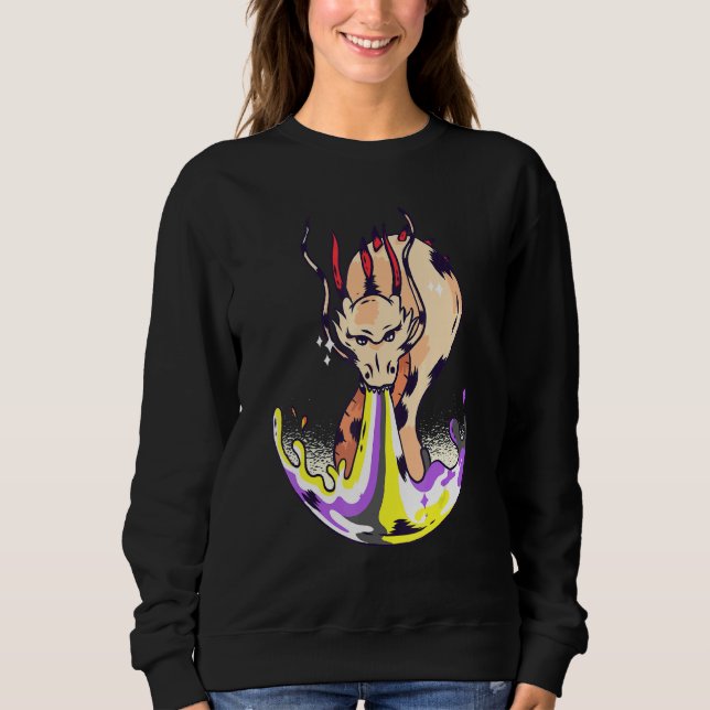 Sudadera Nonbinary Dragon FIre LGBTQ Nonbinary Flag Nonbina (Anverso)