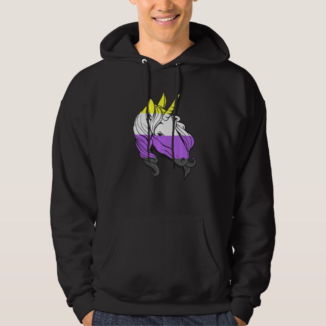 Sudadera Nonbinary Unicorn Nonbinary Flag LGBTQ Nonbinary P (Anverso)