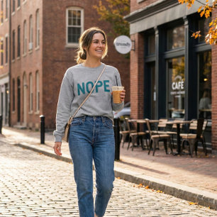 Sudadera NOPE Tipografía sarcástica angustiado en azul