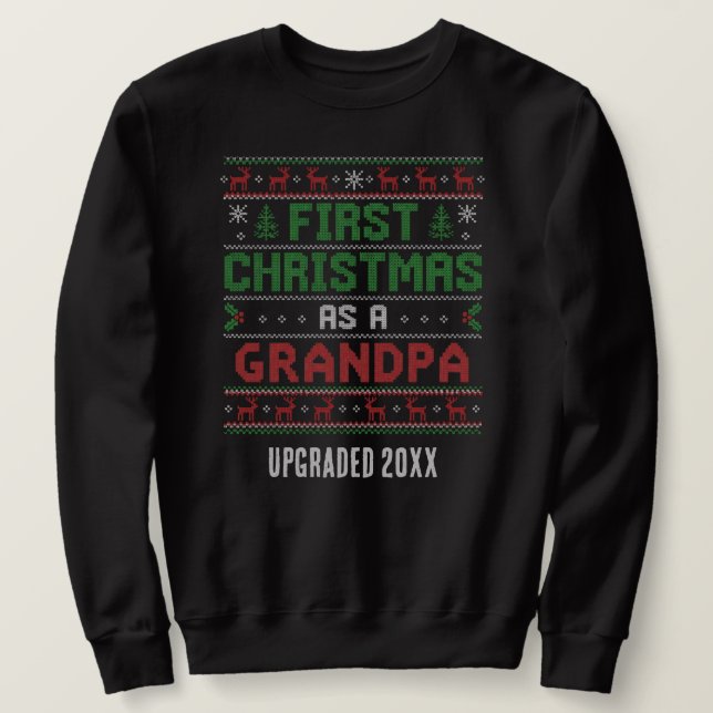 Sudadera Nordic Knit Style FIRST CHRISTMAS AS GRANDPA (Anverso del diseño)