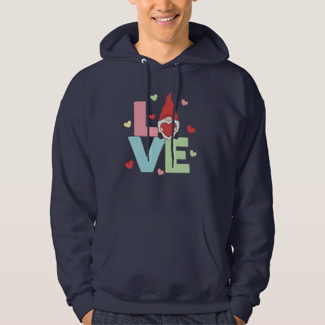 Sudadera Nordic Love Gnome: Whimsical Pastel Heart  (Anverso)