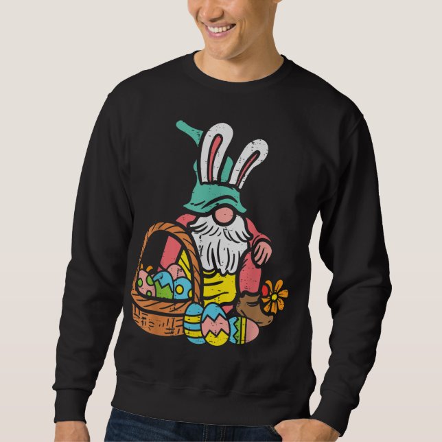 Sudadera Nórdico Garden Gnome Bunny Easter Eggets Basket To (Anverso)