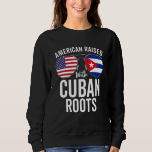 Sudadera Norteamericano alzado con raíces cubanas Bandera D