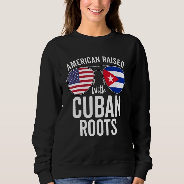Sudadera Norteamericano alzado con raíces cubanas Bandera D (Anverso)
