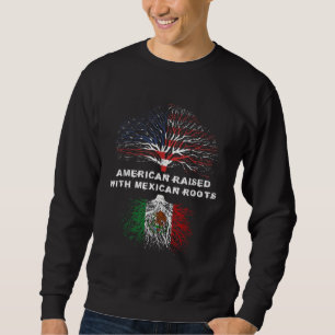 Sudadera Norteamericano alzado con raíces mexicanas bandera