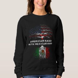 Sudadera Norteamericano alzado con raíces mexicanas bandera