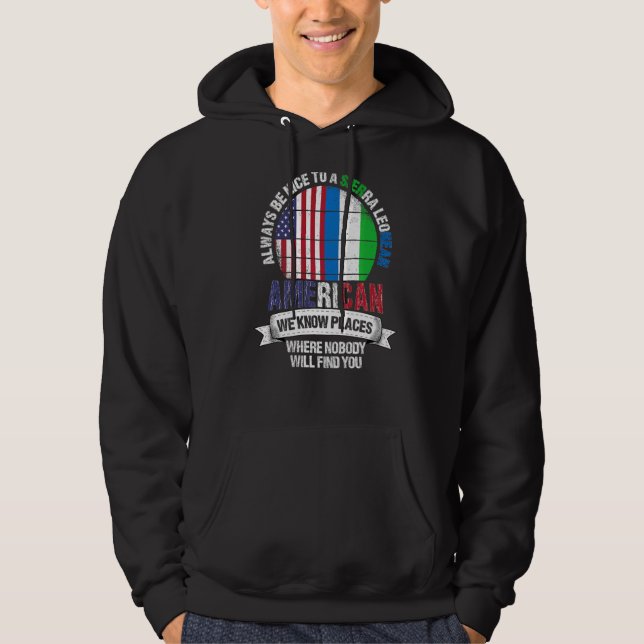 Sudadera Norteamericano de Sierra Leona conocemos lugares d (Anverso)