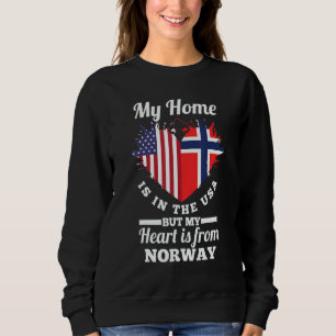 Sudadera Noruego Mi hogar está en EE. UU. pero mi corazón e