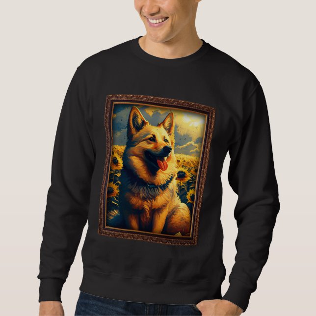 Sudadera Norwegian Buhund Painting Sunflower Flower Mom Wom (Anverso)