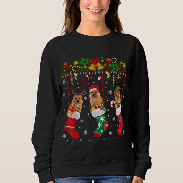 Sudadera Norwich Terrier In Sock Xmas Reindeer Santa ELF Do (Anverso)